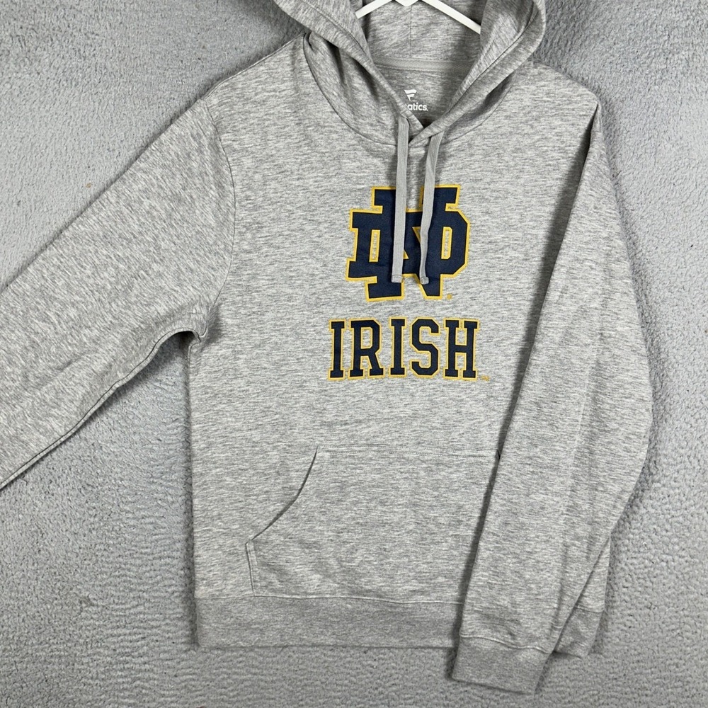 Notre Dame Fighting Irish Fanatics Hoodie Mens Medium Grey Sweatshirt Drawstring